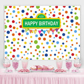 Point coloré avec toile de fond blanche Happy Birthday Party